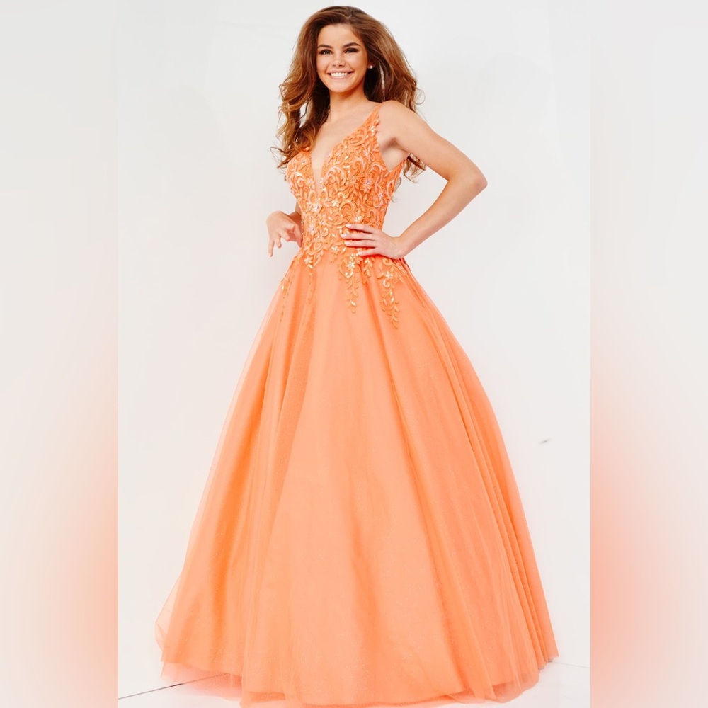 Jovani Orange Embellished Gown